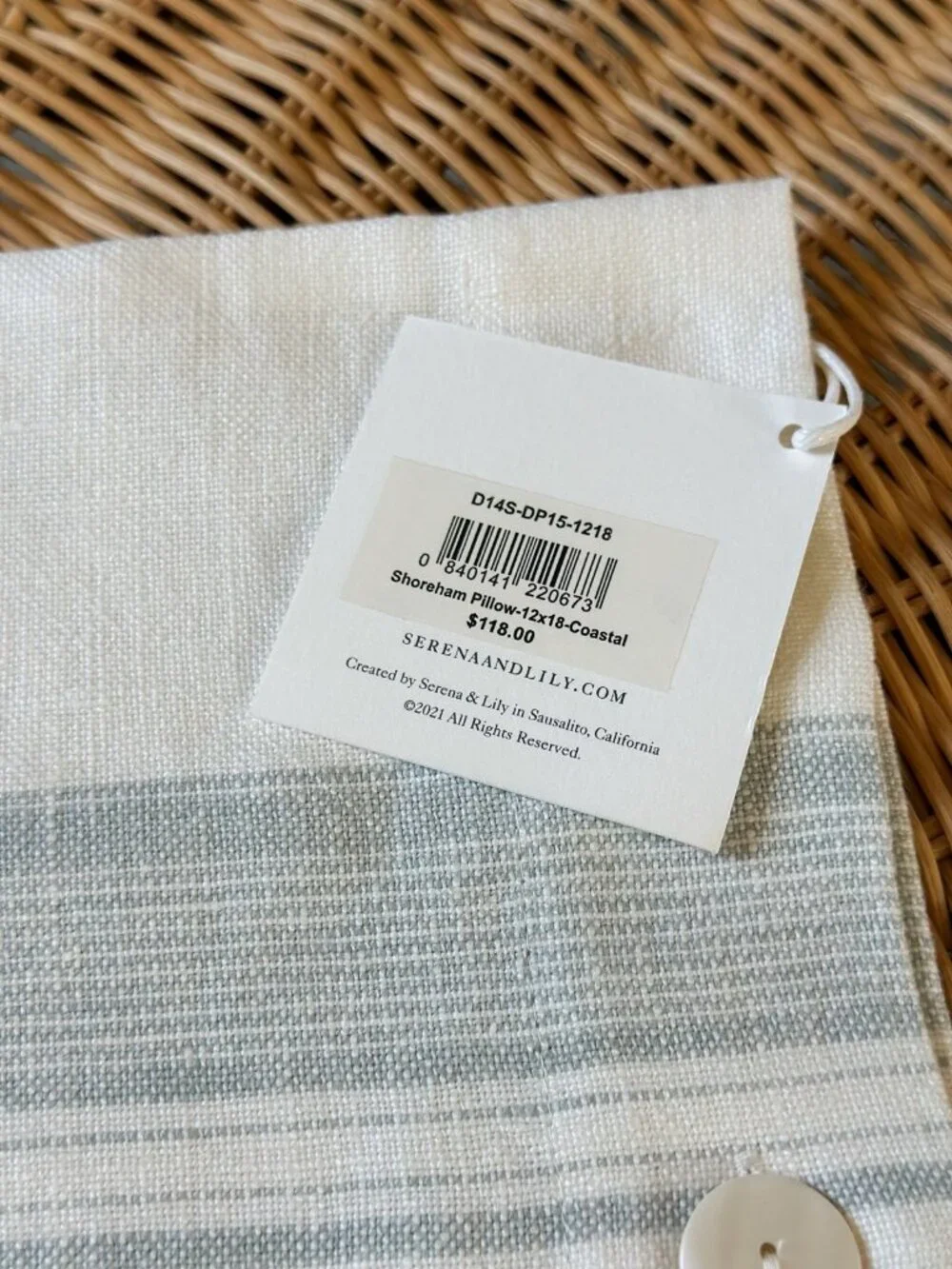 NEW Serena & Lily Shoreham Pillow Cover (12”x18”)-Coastal Blue